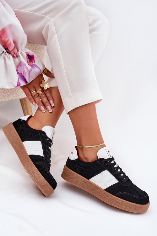 Zamszowe Sneakersy Damskie Daniel Lopez Just Dare SS2D4021 Czarne