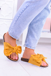 Vices Damskie Żółte Klapki Na Korku Kokarda Nina