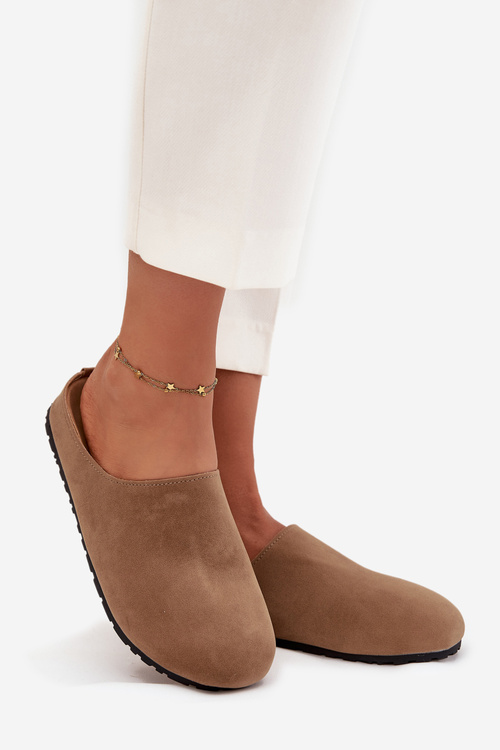 Klapki Chodaki Damskie Na Platformie Ciemnobeżowe Sylviane