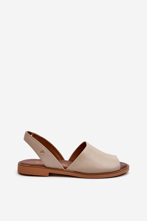 Zazoo 40327 Skórzane Wsuwane Sandały Beżowe