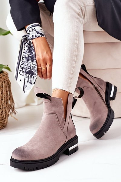 Ocieplane Botki Sztyblety Z Suwakiem Szare My Way