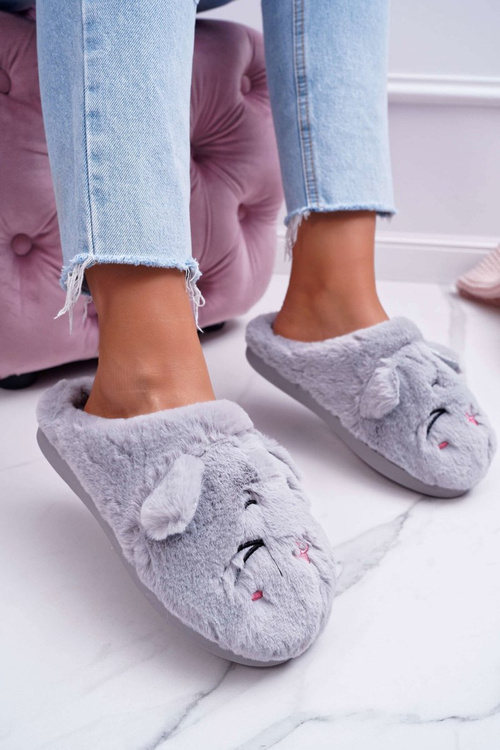 Kapcie Damskie Kotki z Uszami Szare Sleppyhead