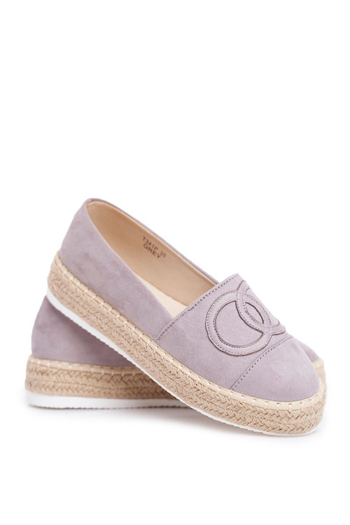 Espadryle Damskie Gruba Podeszwa Lniane Szare Febi