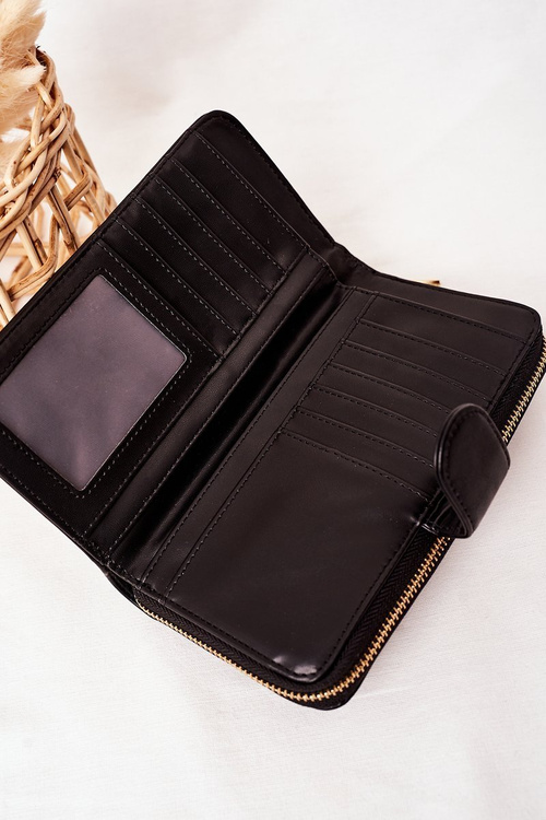 Duży Portfel Damski Z Kieszenią Czarny