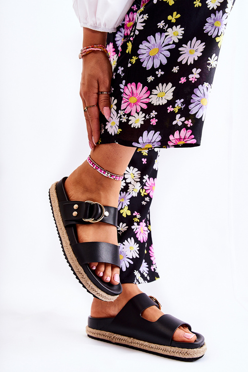 Modne Klapki Damskie Czarne Penelopa