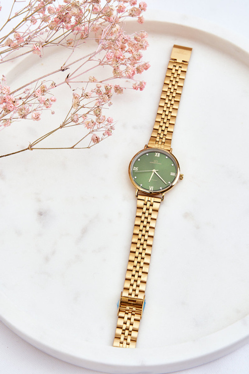 Damski Wodoodporny Zegarek Zielona Tarcza Giorgio&Dario Złoty