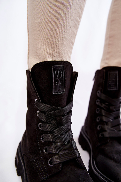 Damskie Zamszowe Botki Big Star KK274503 Czarne