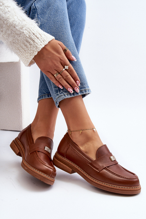 Zazoo 20165 Skórzane Mokasyny Damskie Brązowe