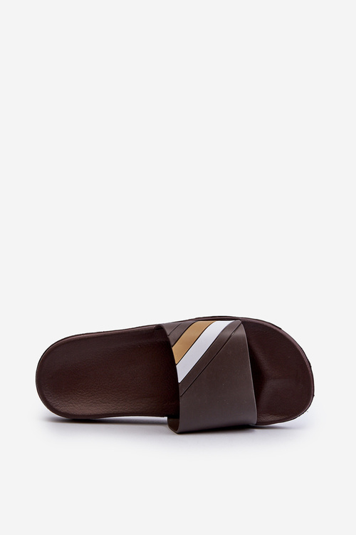 Klasyczne Lekkie Klapki Męskie Brązowe Bemostom