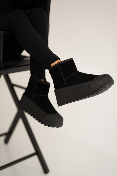 Ocieplane Zamszowe Śniegowce Na Platformie Big Star OO274A213 Czarne