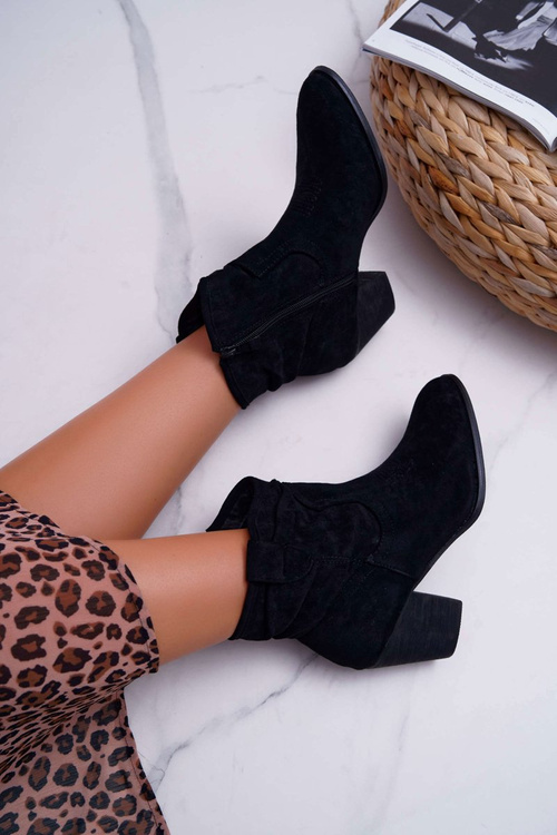 Botki Damskie Na Słupku Kowbojki Czarne Maverick