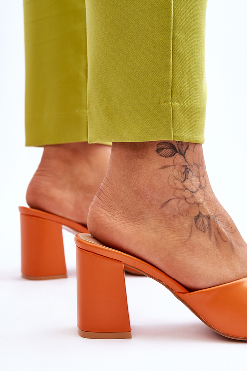 Damskie Skórzane Klasyczne Klapki Pomarańczowe Loara