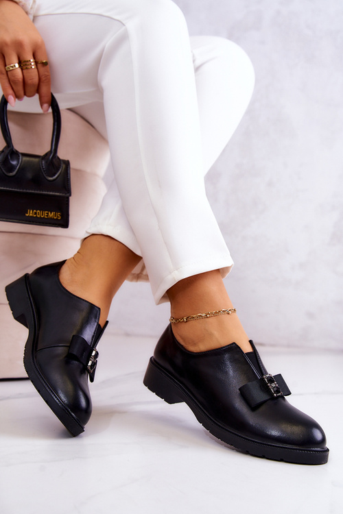 Damskie Półbuty Wsuwane Z Ozdobą Czarne Janelle