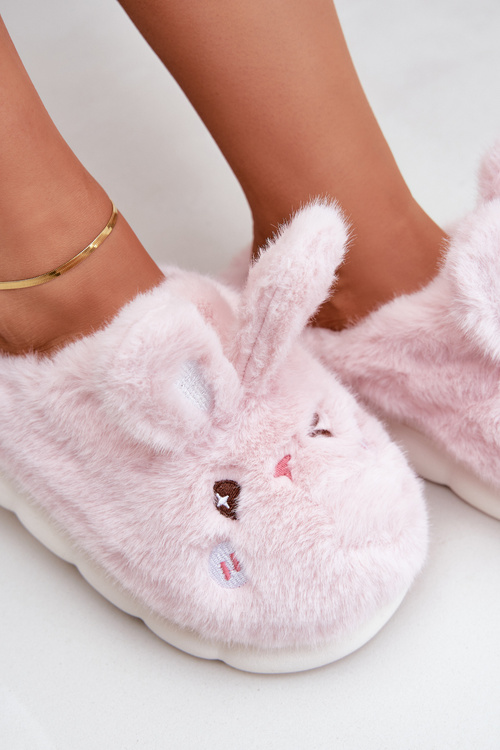 Futrzane Kapcie Z Motywem Króliczka Różowe Natasha