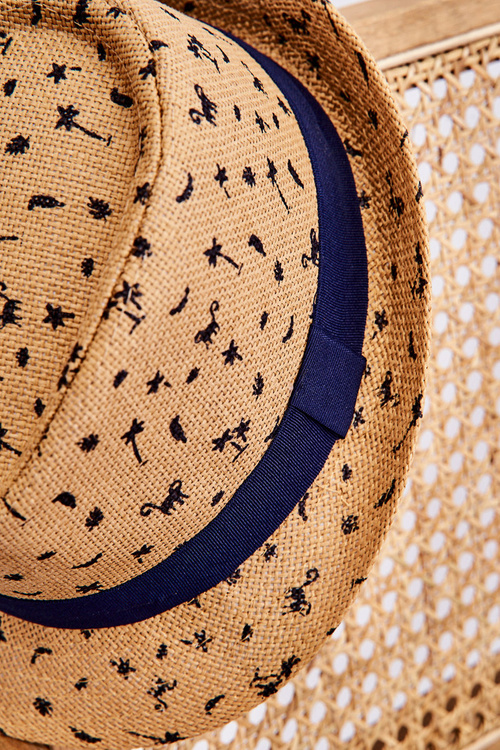 Dziecięcy Kapelusz W Palmy I Zwierzątka Beżowy