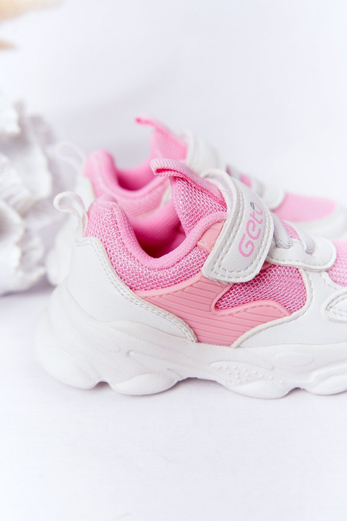 Dziecięce Sportowe Buty Sneakersy Biało-Różowe Sugar