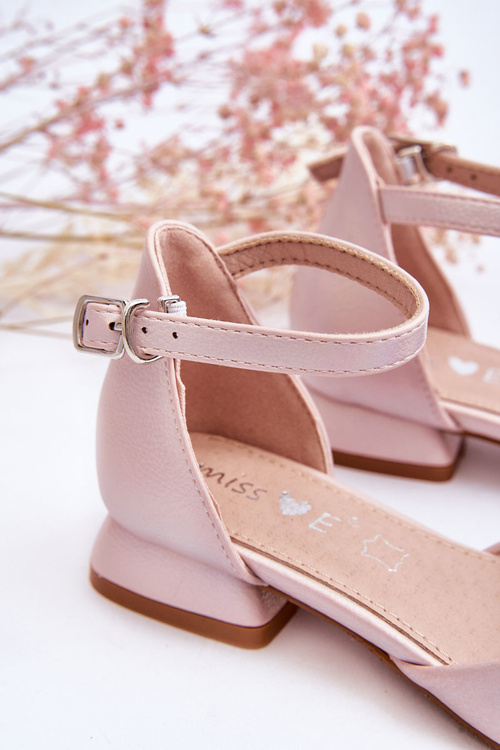 Dziecięce Sandałki Na Niskim Obcasie Różowe Nelly