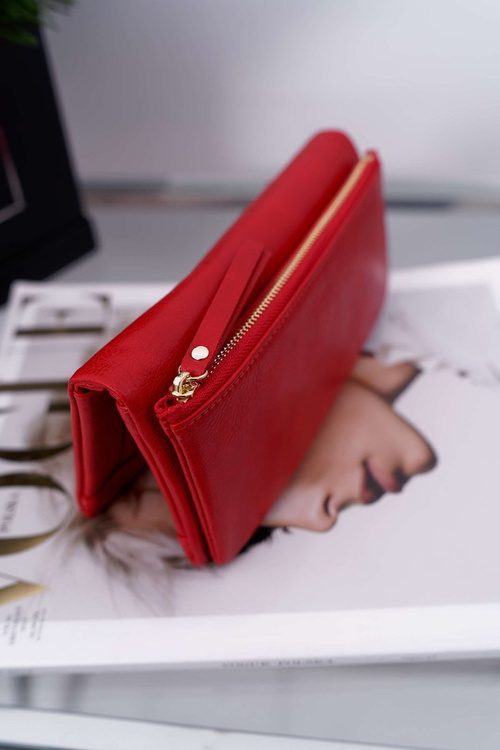 Portfel Damski Duży Czerwony na Zatrzask