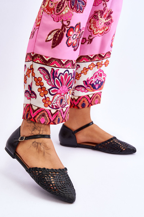 Eleganckie Sandały Damskie Płaskie Czarne Sheia