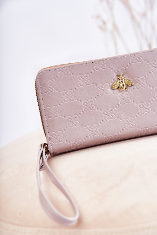 Damski Duży Portfel Z Ozdobą Szary Fabio