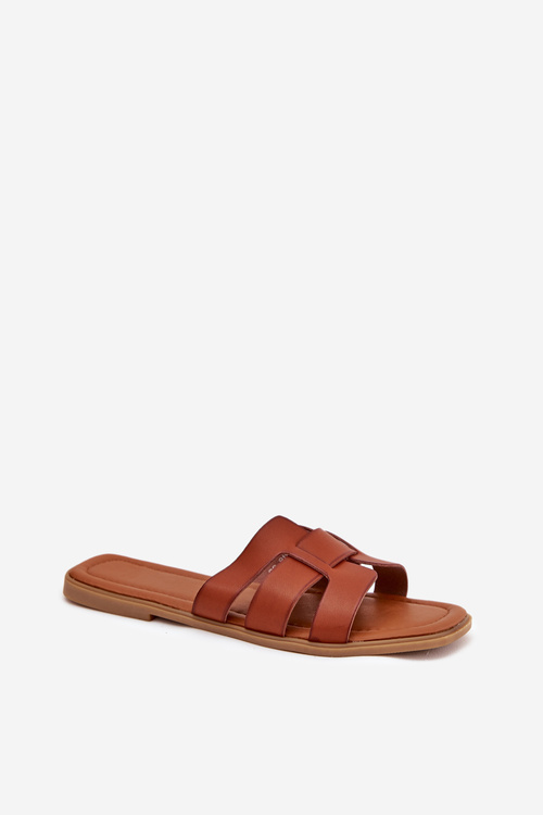 Klapki Damskie Na Płaskim Obcasie Camel Mirona