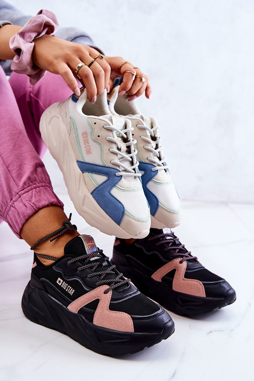 Damskie Sneakersy Memory Foam Big Star JJ274599 Czarno-Różowe