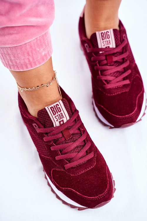 Damskie Sportowe Obuwie Sneakersy Big Star Bordowe GG274522