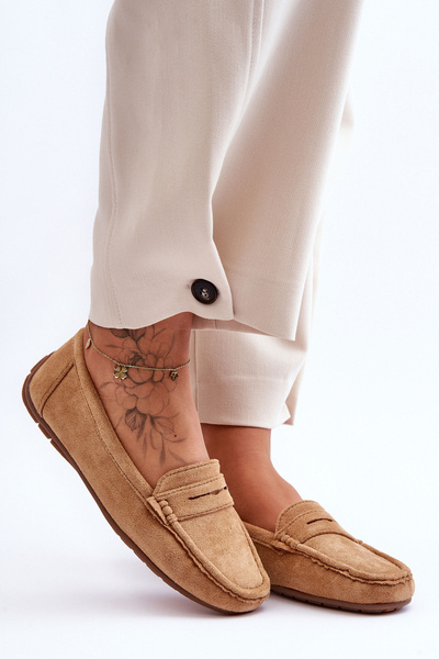Damskie Zamszowe Mokasyny Camel Lenvie