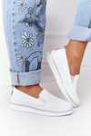 Damskie Skórzane Tenisówki Slip-On S.Barski Białe