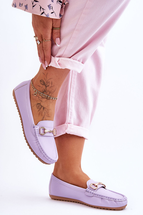 Klasyczne Skórzane Mokasyny Fioletowe Verona