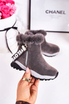 Dziecięce Ocieplane Botki Śniegowce Z Futerkiem Szare Love-Love