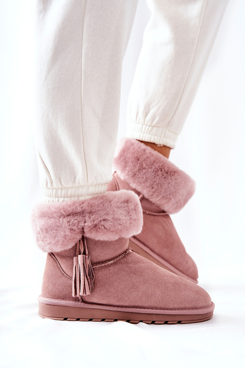 Śniegowce Ocieplane Frędzle Różowe Sorella