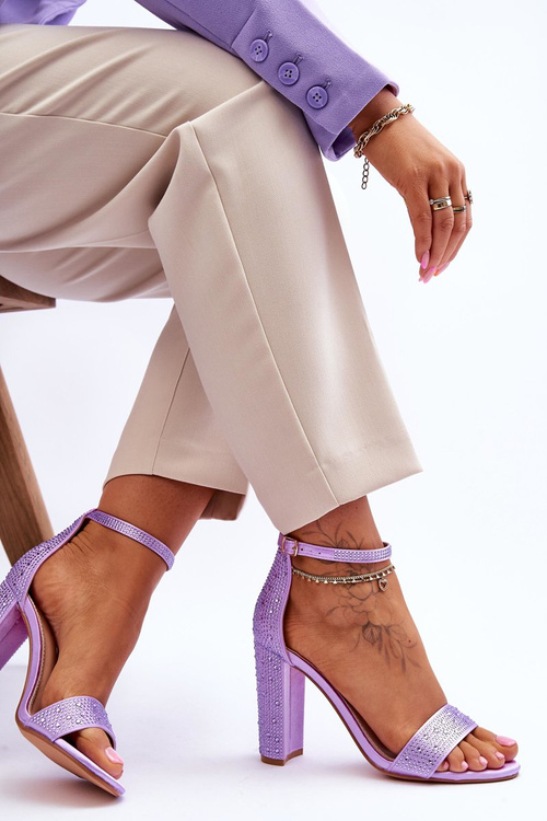 Damskie Sandały Na Obcasie Z Cyrkoniami Fioletowe Idealistic