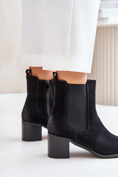 Ocieplane Botki Damskie Na Słupku Czarne Radeya