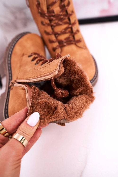 Dziecięce Botki Traperki Ocieplone Futerkiem Camel London