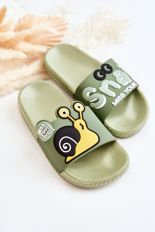 Lekkie Dziecięce Klapki Zielone Snail