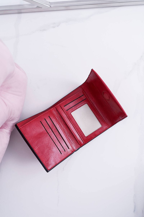 Portfel Damski Klasyczny Mały Czerwony Na Magnes