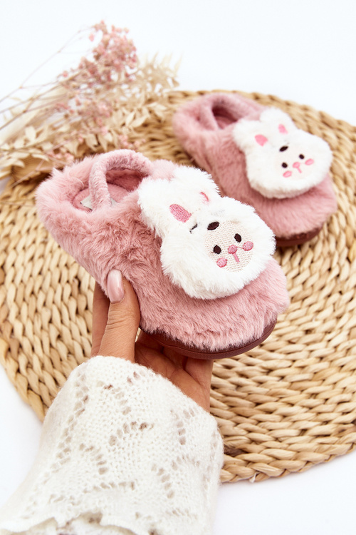 Kapcie Dziecięce Futrzane Króliczek Różowe Dicera