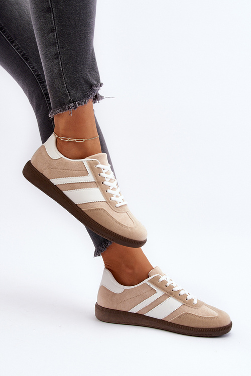 Damskie Niskie Sneakersy Buty Sportowe Beżowe Eudiopis