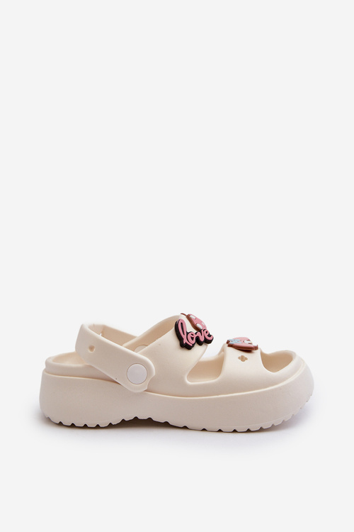 Lekkie Piankowe Klapki Dziecięce Z Ozdobami Białe Ifrana