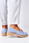 Zamszowe Mokasyny Lewski Shoes 3040 Błękitne