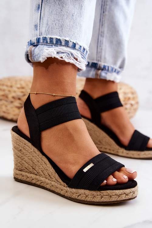 Damskie Sandały Na Koturnie Big Star JJ274976 Czarne