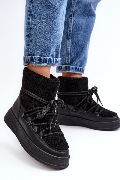 Damskie Śniegowce Na Platformie Czarne Ahatissa