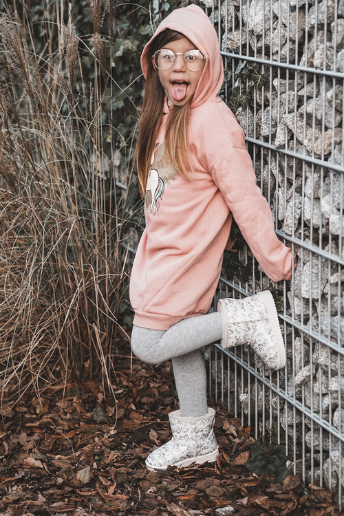 Botki Śniegowce Dziecięce Wzorzyste Beżowe Elenet