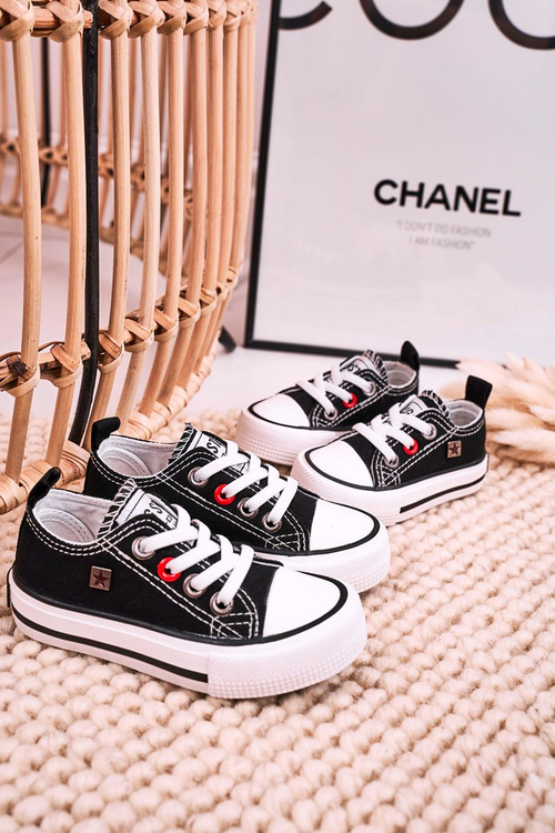 Dziecięce Klasyczne Niskie Trampki BIG STAR HH374194 Czarne