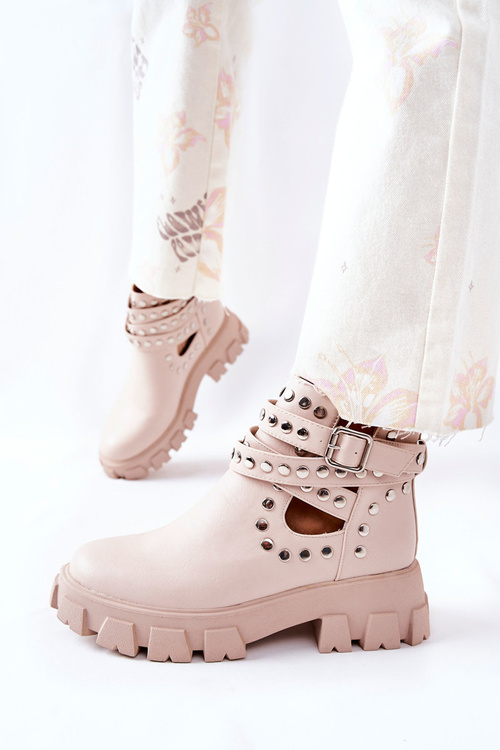 Workery Z Dżetami Na Platformie Beżowe Vernelle