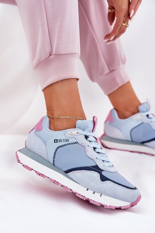 Zamszowe Lekkie Buty Sportowe Damskie Big Star RR274236 HI-POLY SYSTEM Niebieskie