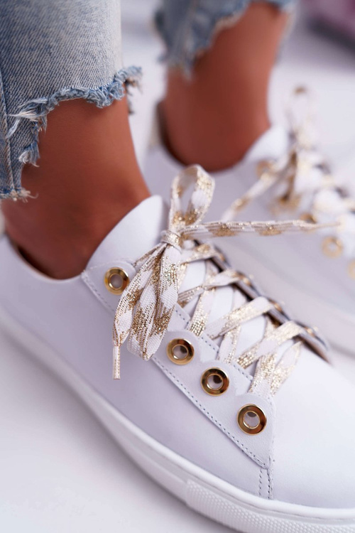 Damskie Trampki Skórzane Białe Viss