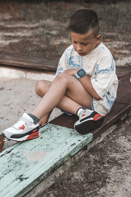 Dziecięce Skórzane Buty Sportowe Na Platformie Biało-Czerwone Lori