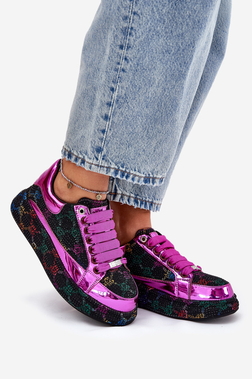 Damskie Zdobione Sneakersy Na Platformie GOE NN2N4006 Czarne